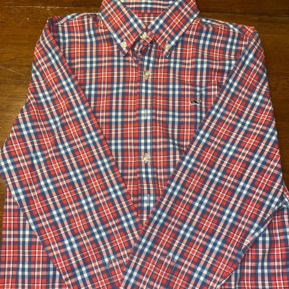 Vineyard vine button down check shirt